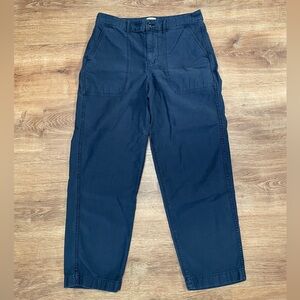 J Crew Womens High Rise Cotton Canvas Utility Pants Size 8 Pockets Blue Straight